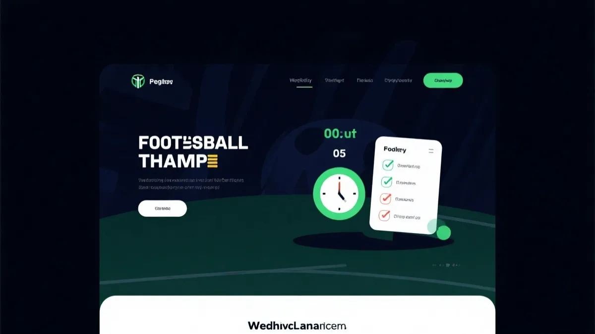 品牌落地页的世界杯情绪化排版示意：倒计时、清单卡片与优惠标签